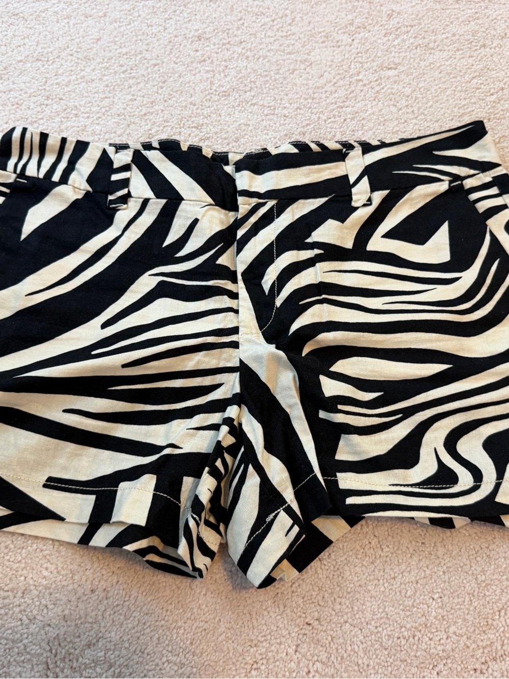 LOFT Black & Cream Zebra-Print Shorts